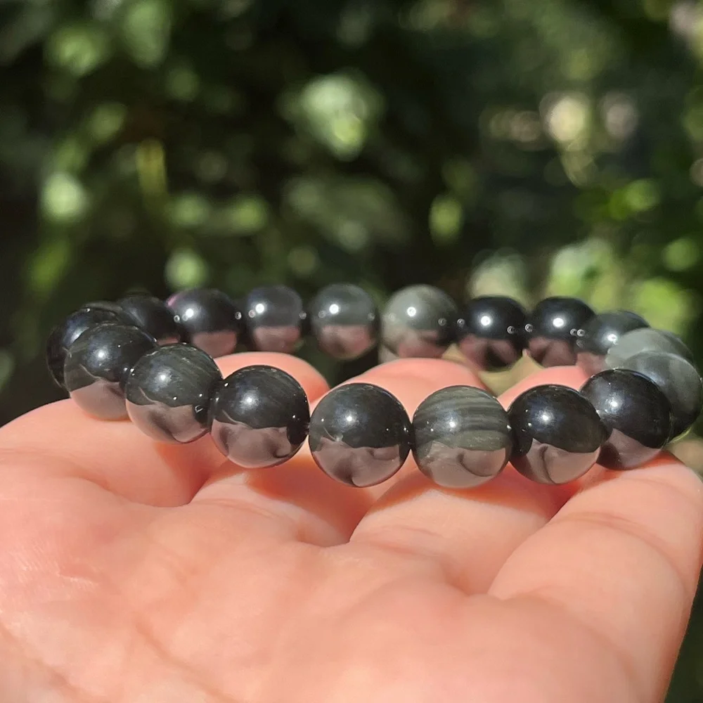 10mm stretchable rainbow obsidian bracelet‎